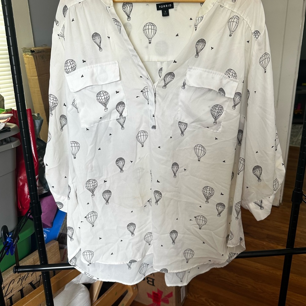 Chiffon Blouse Torrid 3X Hot Air Ballon Detials